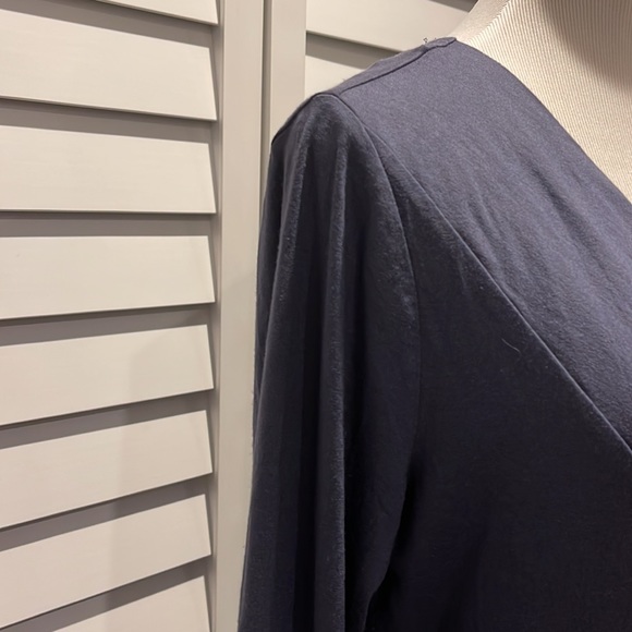 Ronen Chen Basix Dusty Slate Blue Dress with front detail and long sleeve - Picture 4 of 12